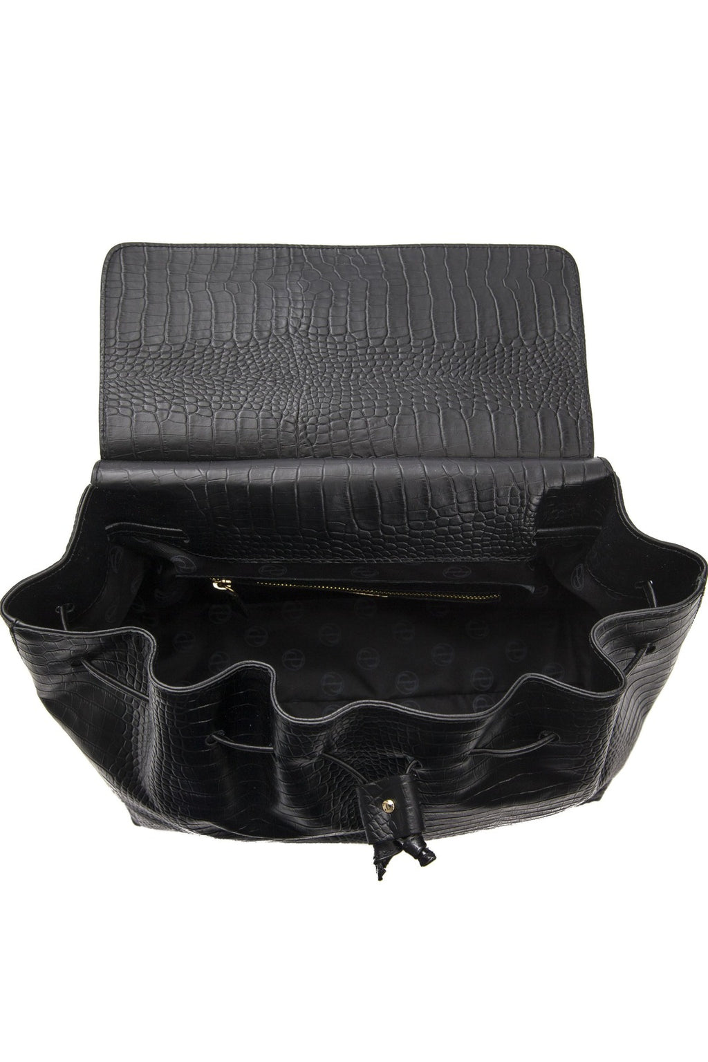 POMPEI DONATELLA - Borsa a Mano e Tracolla in Vera Pelle Stampa Cocco Nera - Modello Zainetto