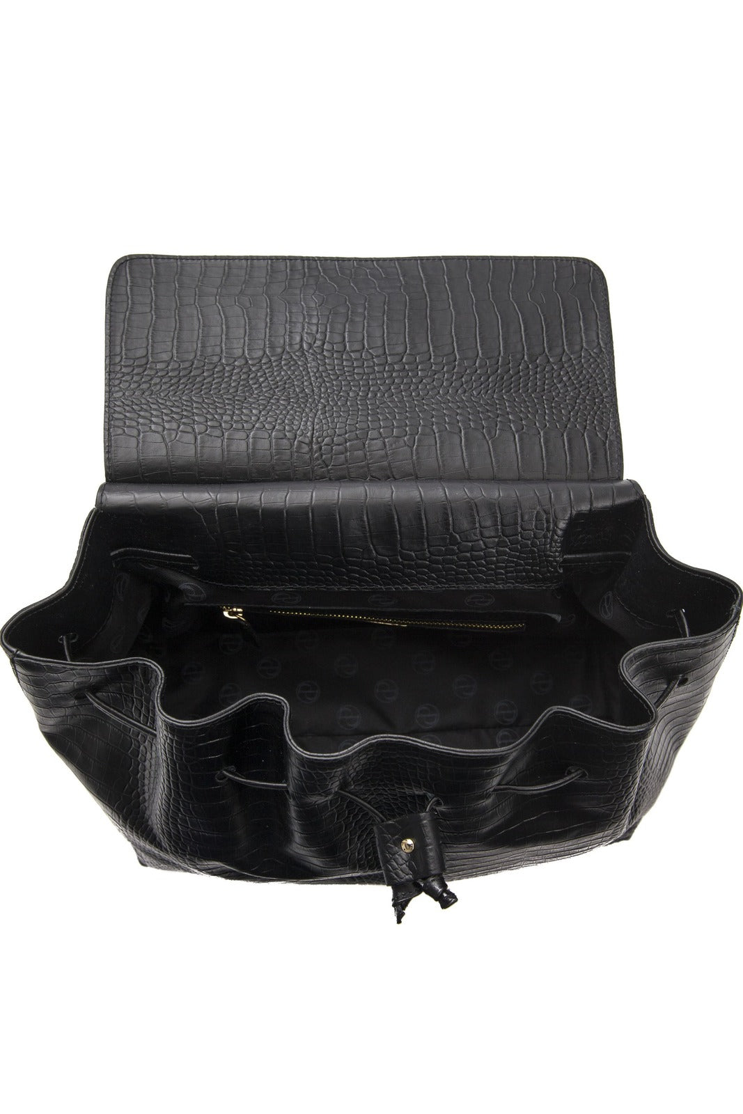 POMPEI DONATELLA - Borsa a Mano e Tracolla in Vera Pelle Stampa Cocco Nera - Modello Zainetto