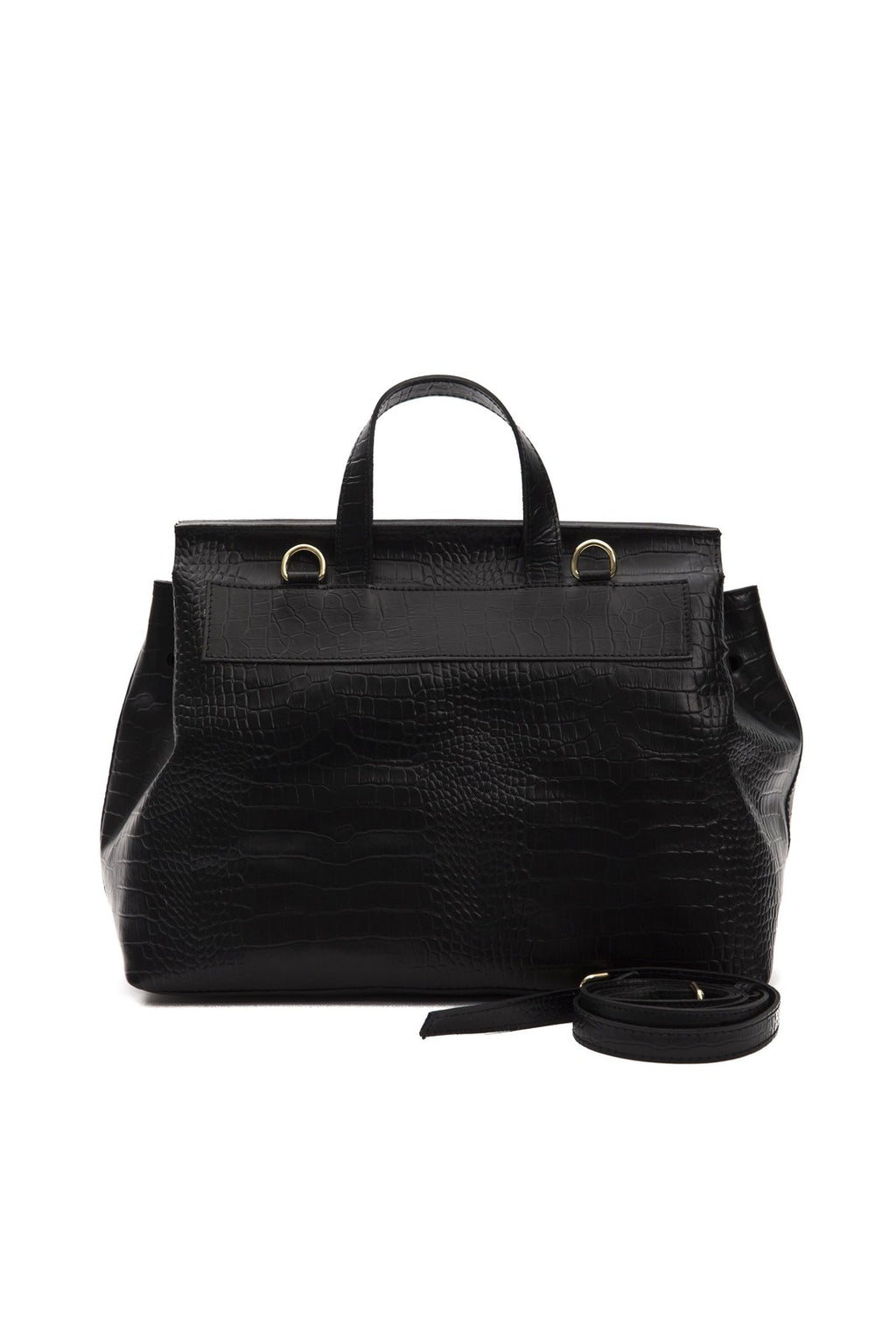 POMPEI DONATELLA - Borsa a Mano e Tracolla in Vera Pelle Stampa Cocco Nera - Modello Zainetto