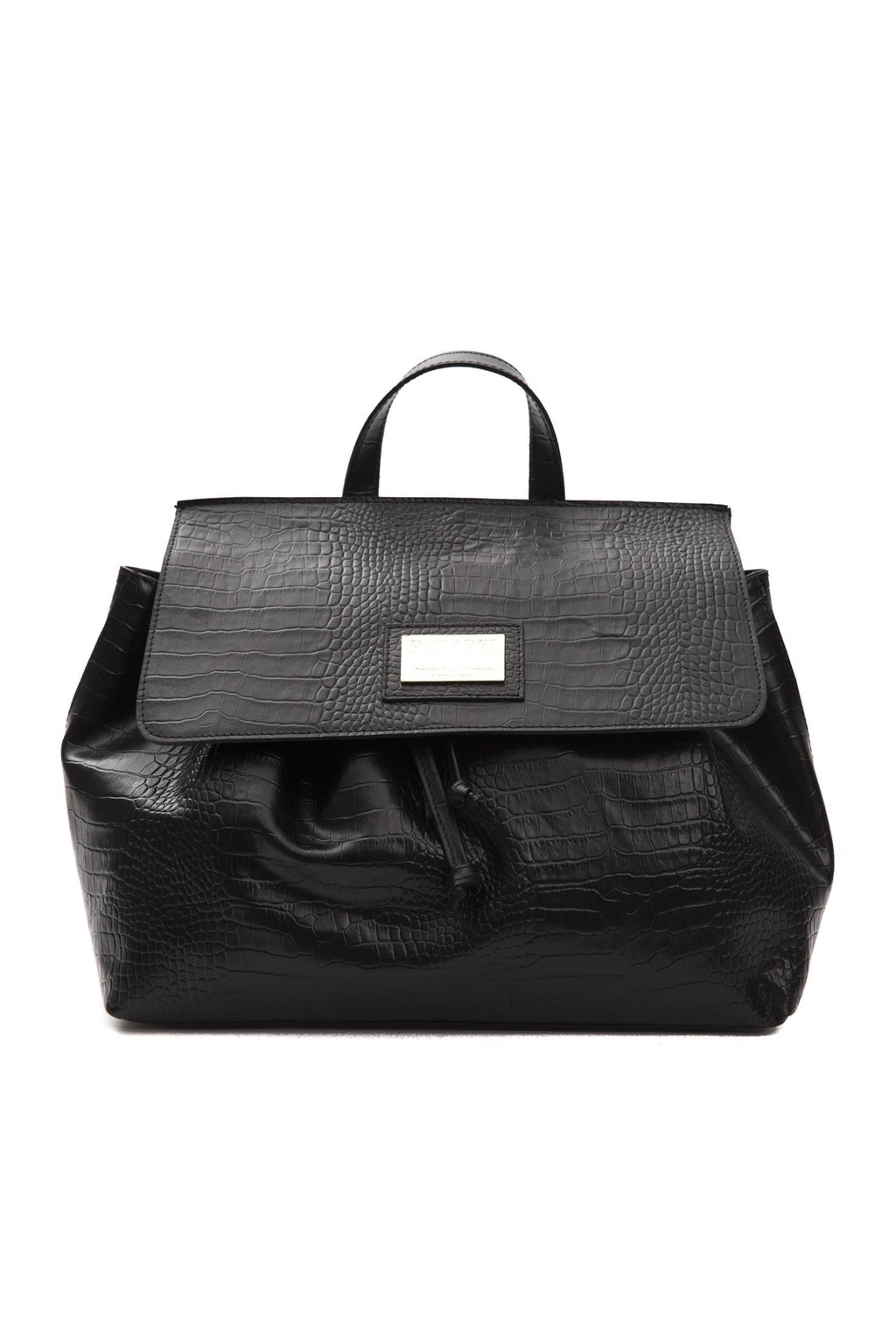 POMPEI DONATELLA - Borsa a Mano e Tracolla in Vera Pelle Stampa Cocco Nera - Modello Zainetto