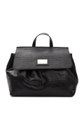 POMPEI DONATELLA - Borsa a Mano e Tracolla in Vera Pelle Stampa Cocco Nera - Modello Zainetto