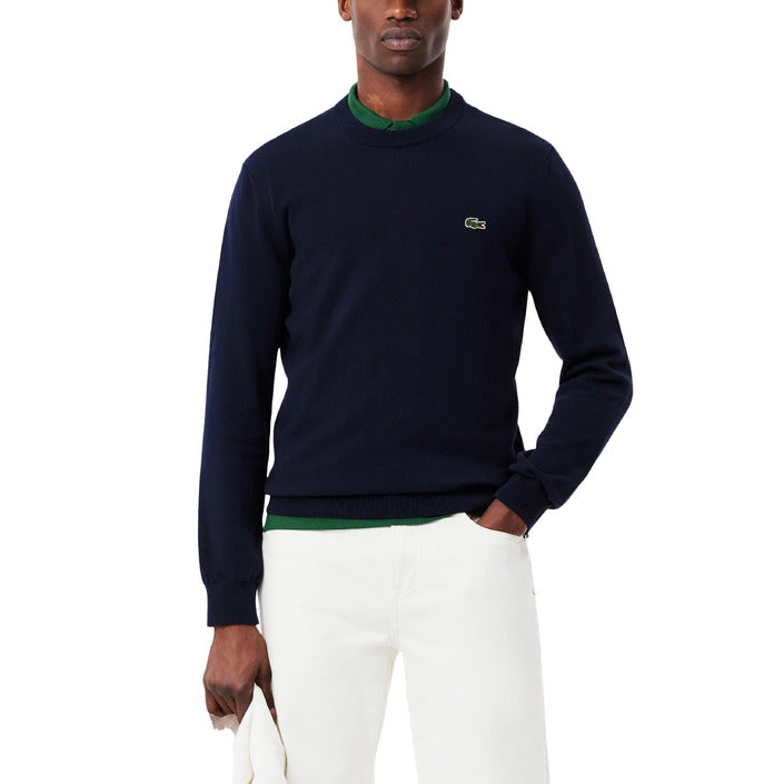 Lacoste Maglia Uomo Blu Girocollo Maniche Lunghe - Premium Cotton Blend