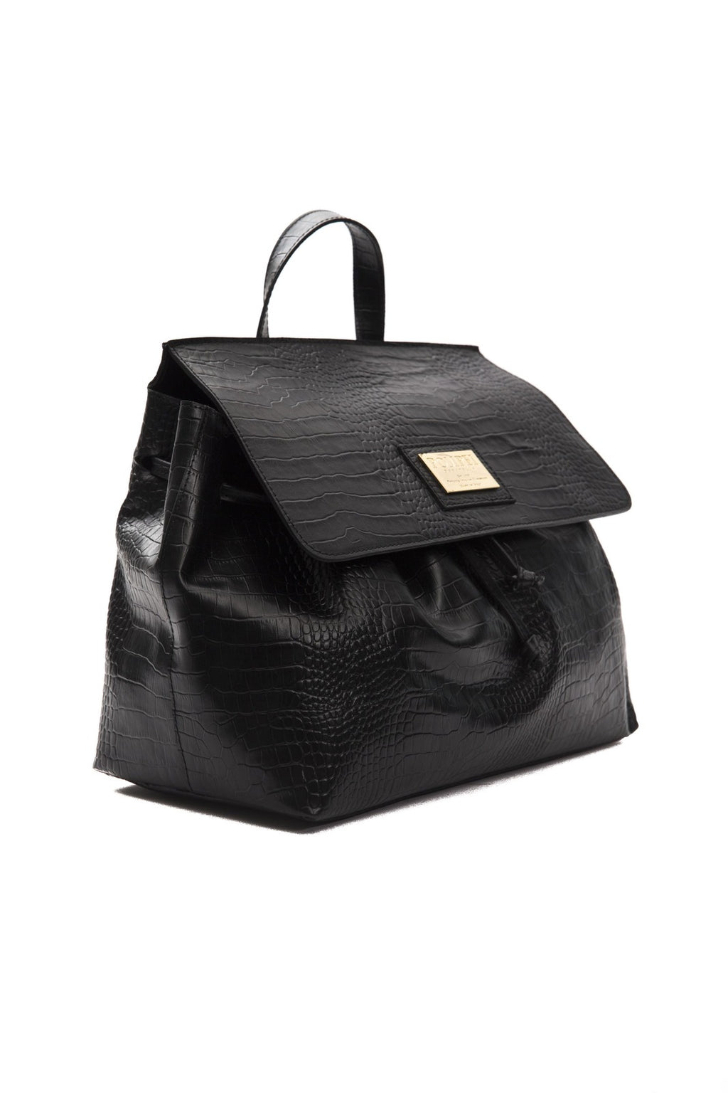 POMPEI DONATELLA - Borsa a Mano e Tracolla in Vera Pelle Stampa Cocco Nera - Modello Zainetto