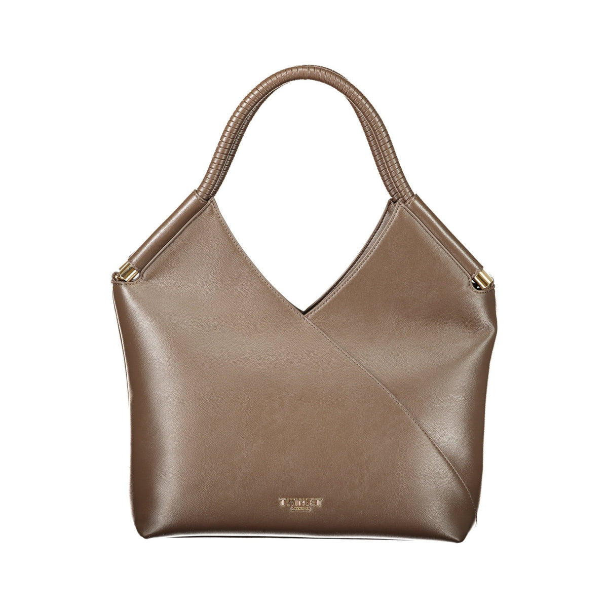 Borsa Tote TWINSET Donna Marrone Tortora con Manici Intrecciati e Tracolla