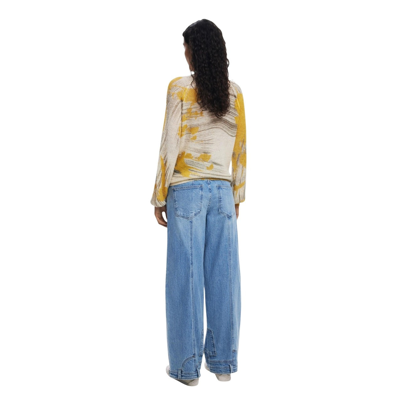 Desigual Maglia Donna Gialla Colorata - Maniche Lunghe Autunno/Inverno