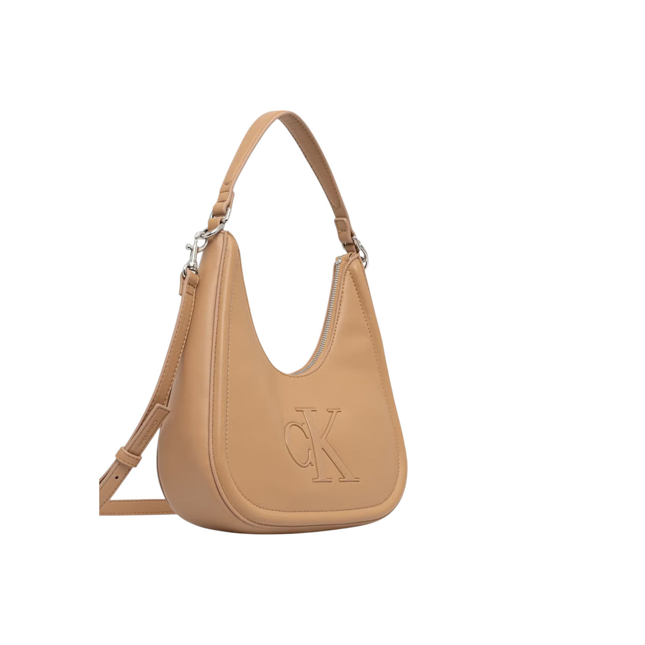 Calvin Klein Bold CK Small Crescent Bag Donna – Borsa a Mezzaluna Beige/Nera