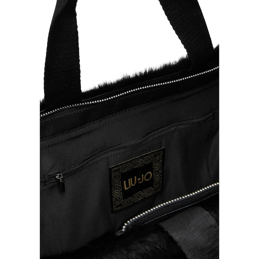 LIU JO - Borsa a Mano con Tracolla in Tessuto Logato - Nero