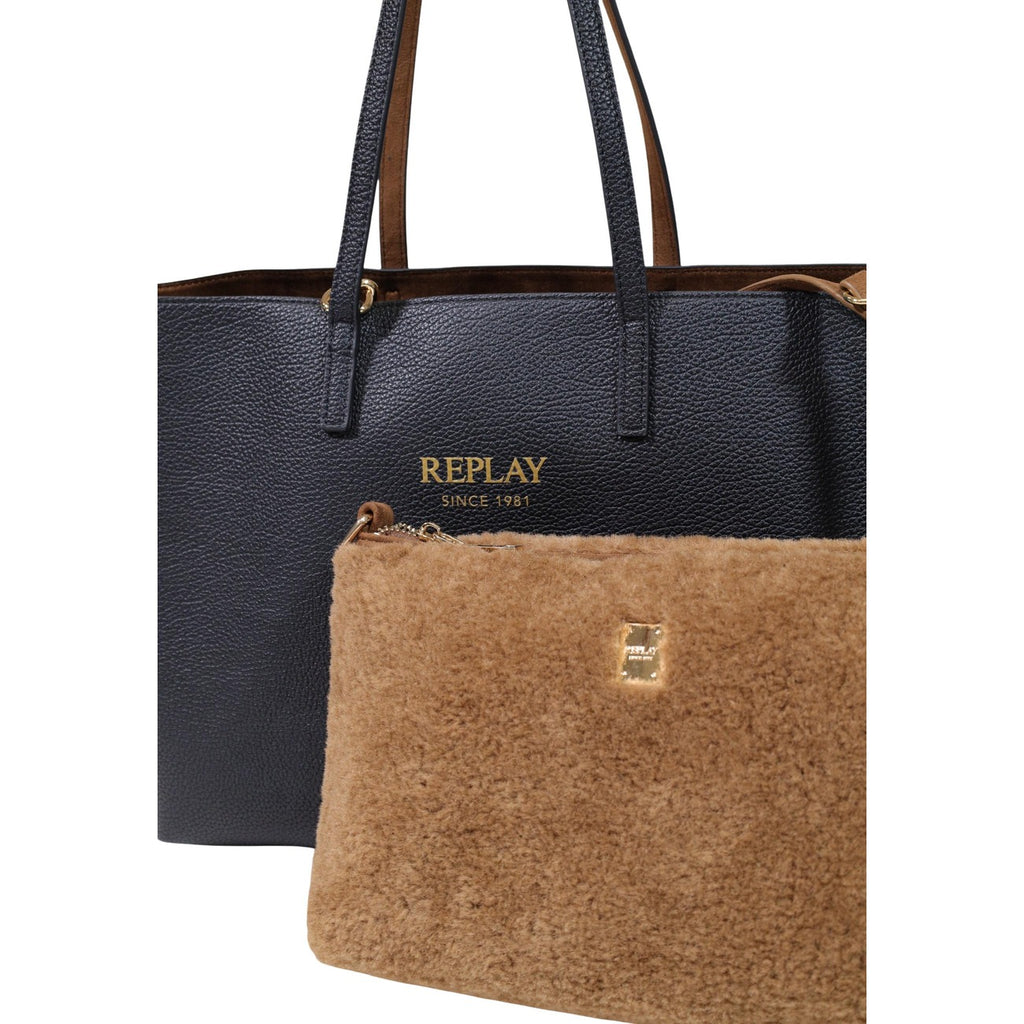 Replay Borsa a Mano Donna Nera con Pochette Interna