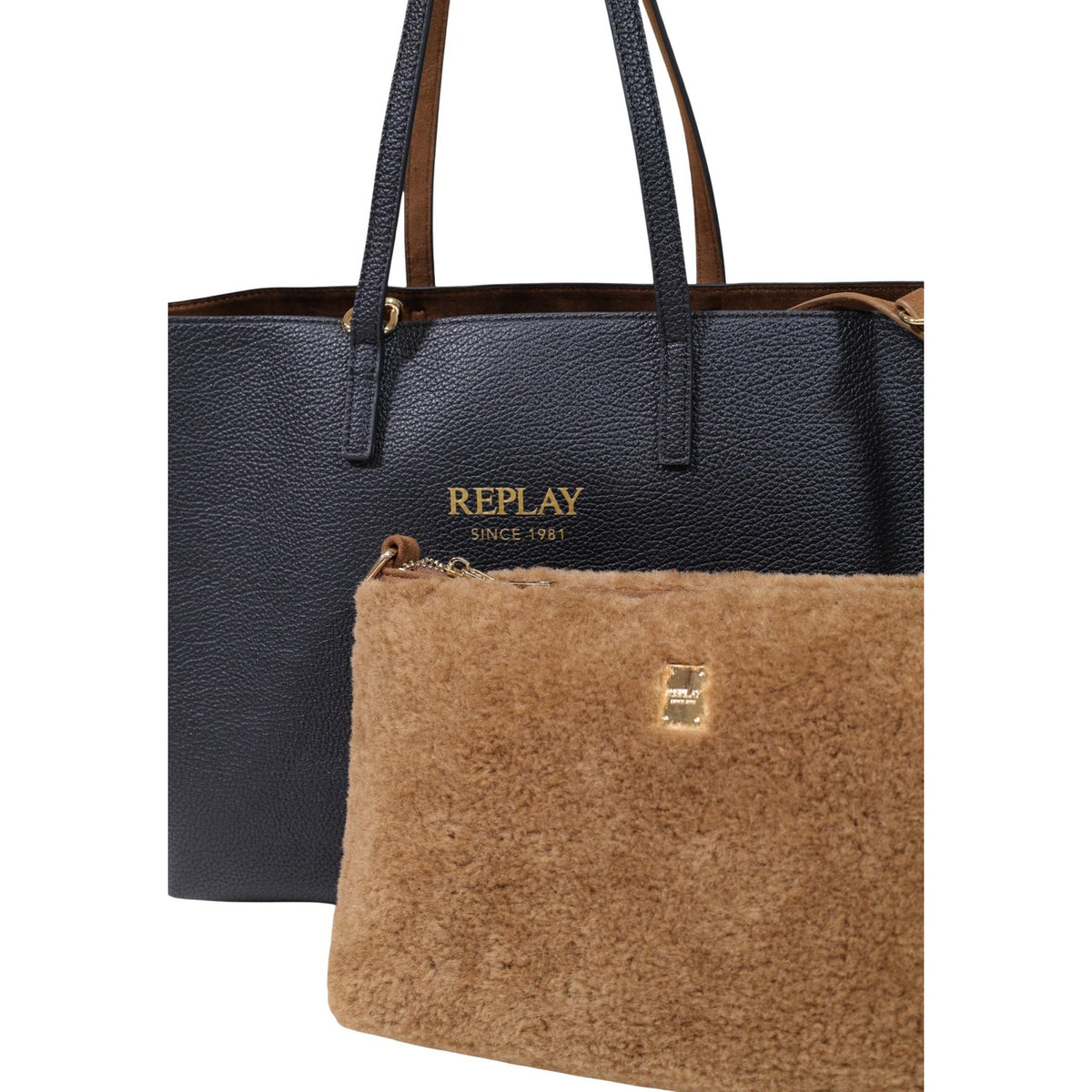 Replay Borsa a Mano Donna Nera con Pochette Interna