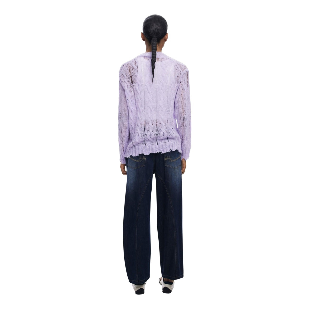 Desigual Maglia Donna Viola - Girocollo Maniche Lunghe Autunno Inverno