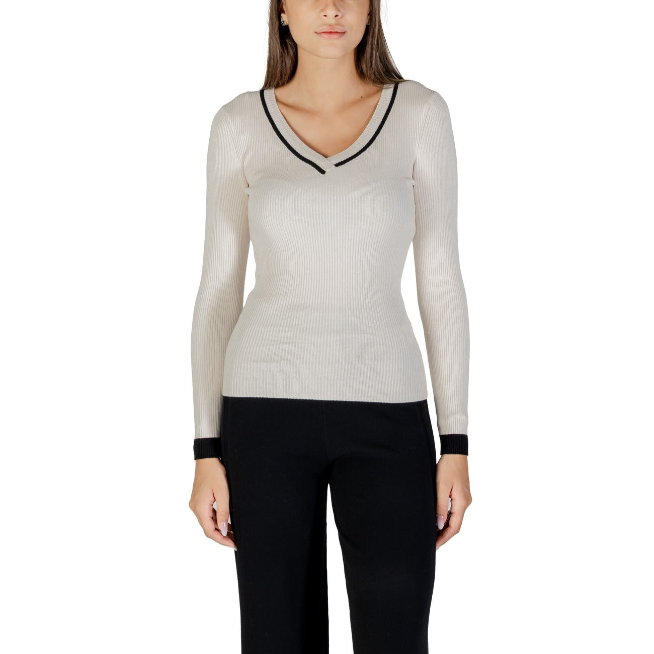 Maglia Morgan De Toi Donna Bianca - Scollo a V Maniche Lunghe