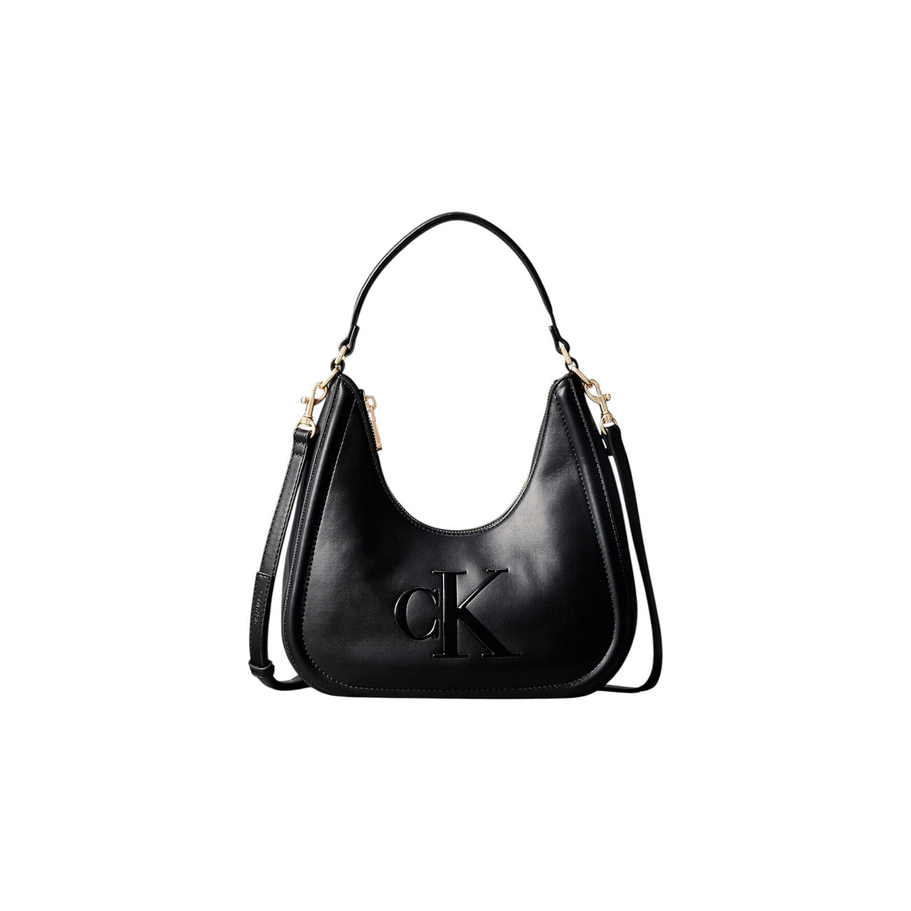 Calvin Klein Bold CK Small Crescent Bag Donna – Borsa a Mezzaluna Beige/Nera