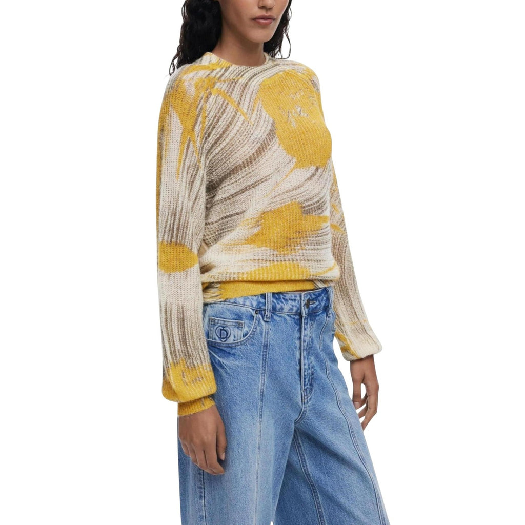 Desigual Maglia Donna Gialla Colorata - Maniche Lunghe Autunno/Inverno