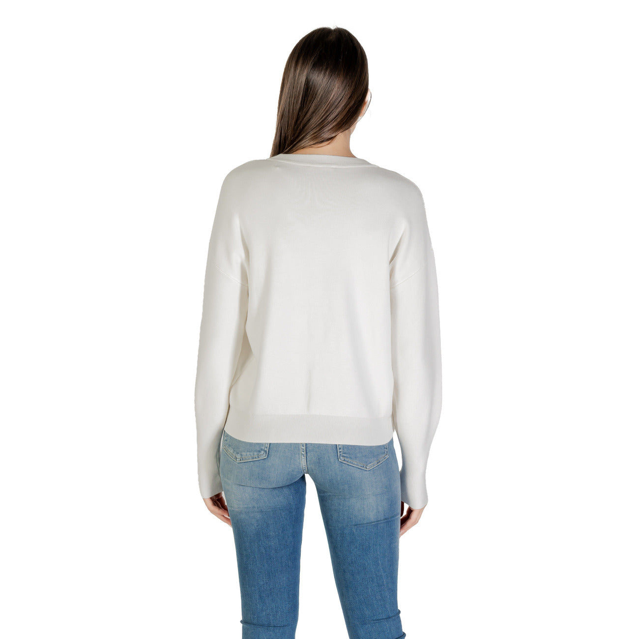 Maglia Guess Donna Bianca Stampa Maniche Lunghe - Elegante W5YR26 Z26I2
