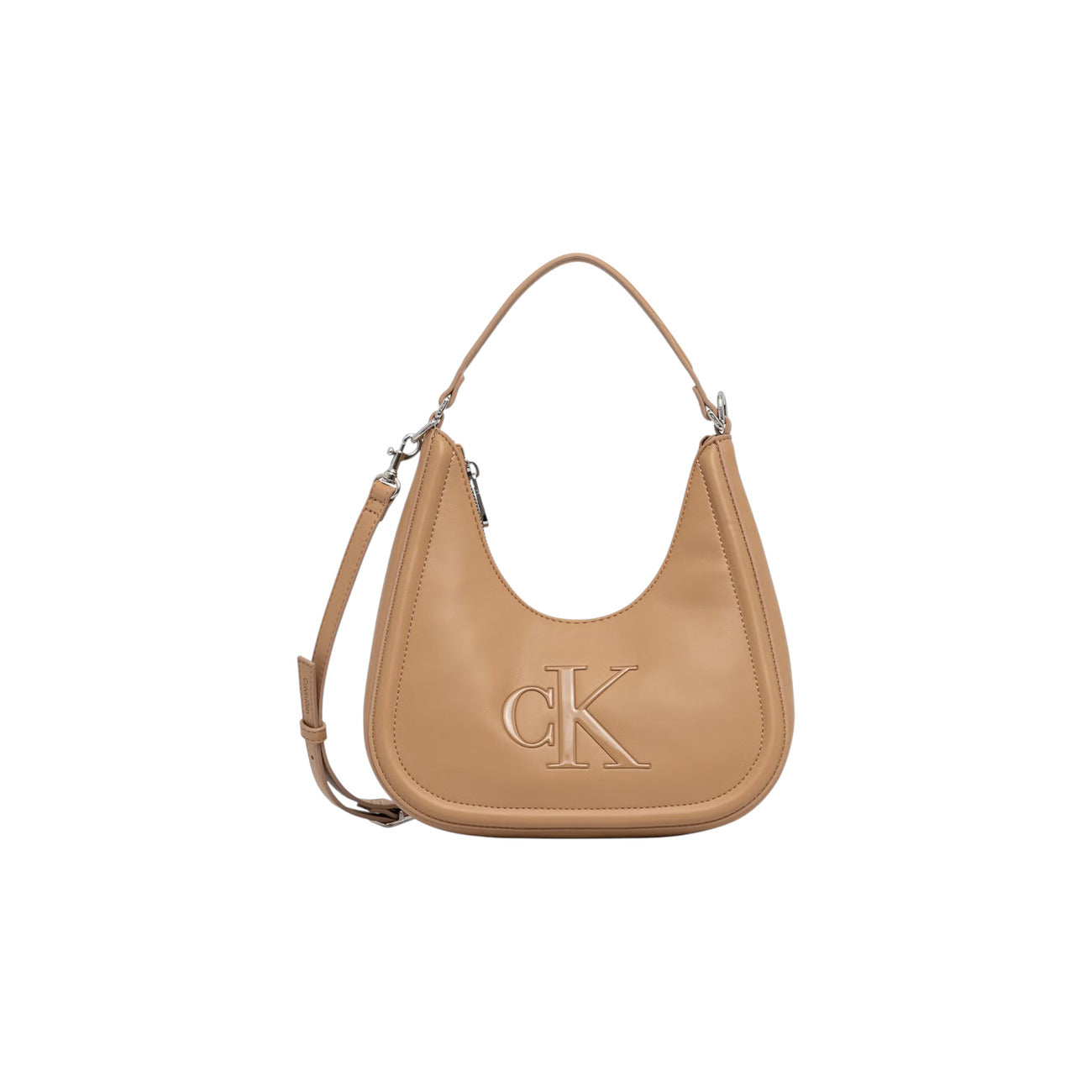 Calvin Klein Bold CK Small Crescent Bag Donna – Borsa a Mezzaluna Beige/Nera