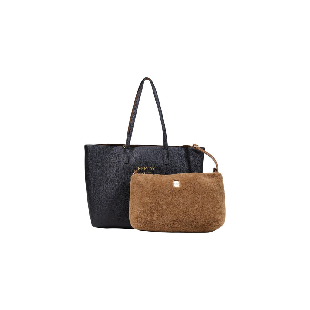 Replay Borsa a Mano Donna Nera con Pochette Interna