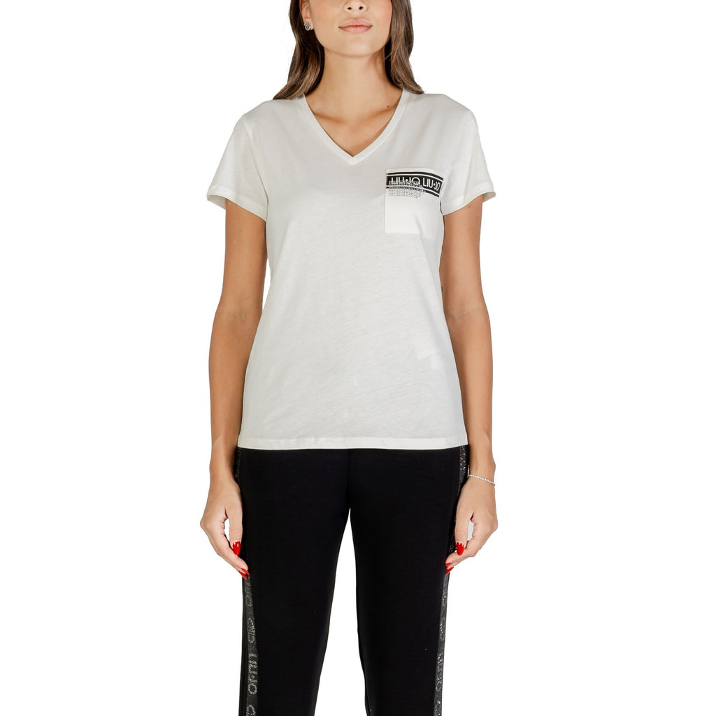 Liu Jo T-Shirt Donna Scollo a V - Cotone 100% con Tasca