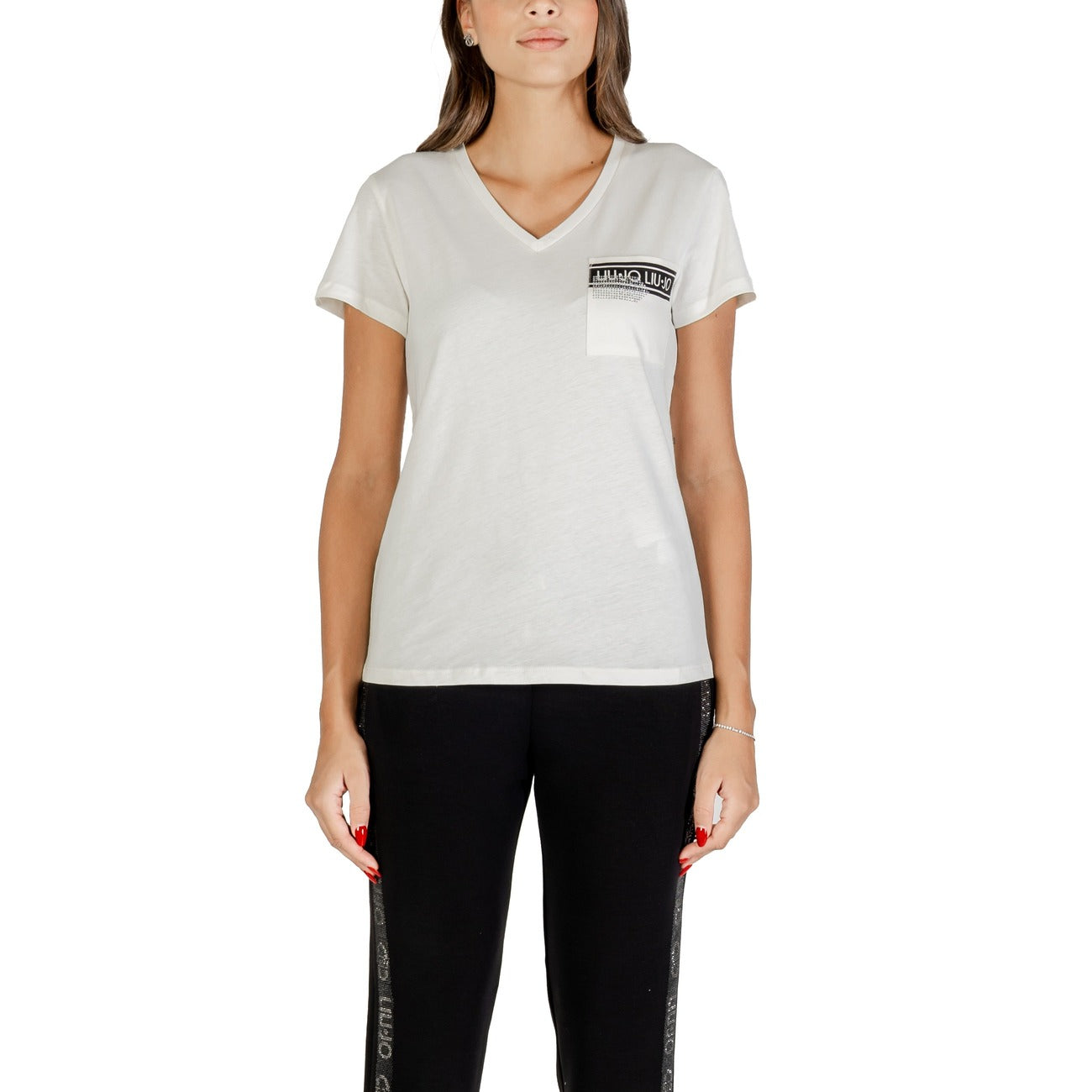 Liu Jo T-Shirt Donna Scollo a V - Cotone 100% con Tasca