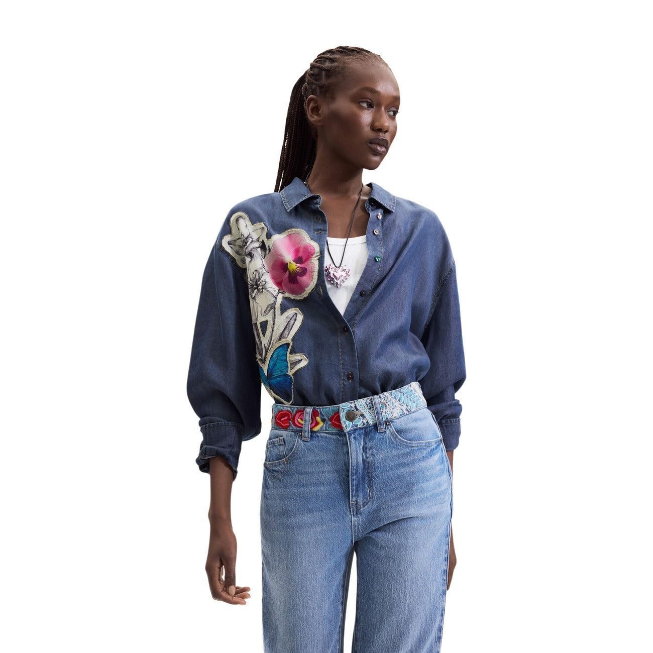 Desigual Jeans Donna Hip Belt Blu