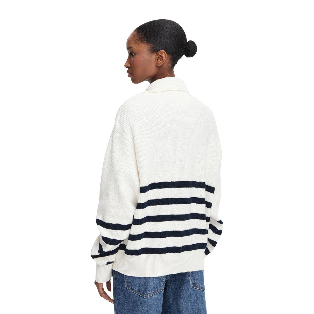 Tommy Hilfiger Jeans – Maglia a Righe in Cotone Organico, Bianca