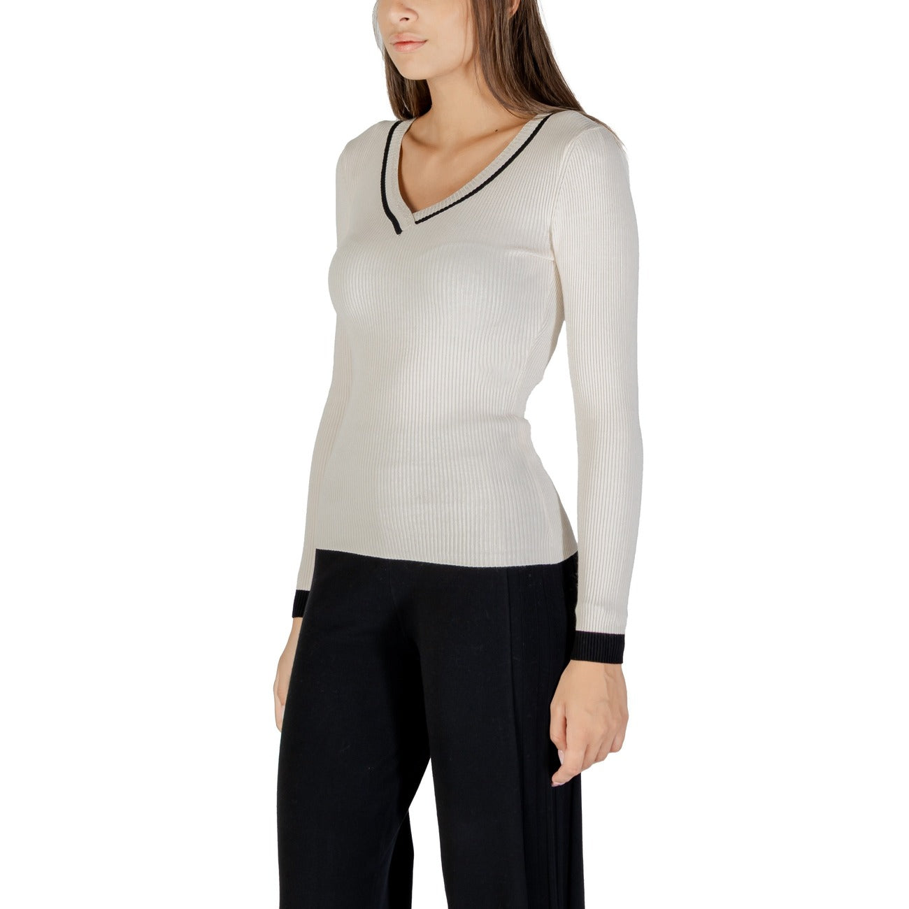 Maglia Morgan De Toi Donna Bianca - Scollo a V Maniche Lunghe