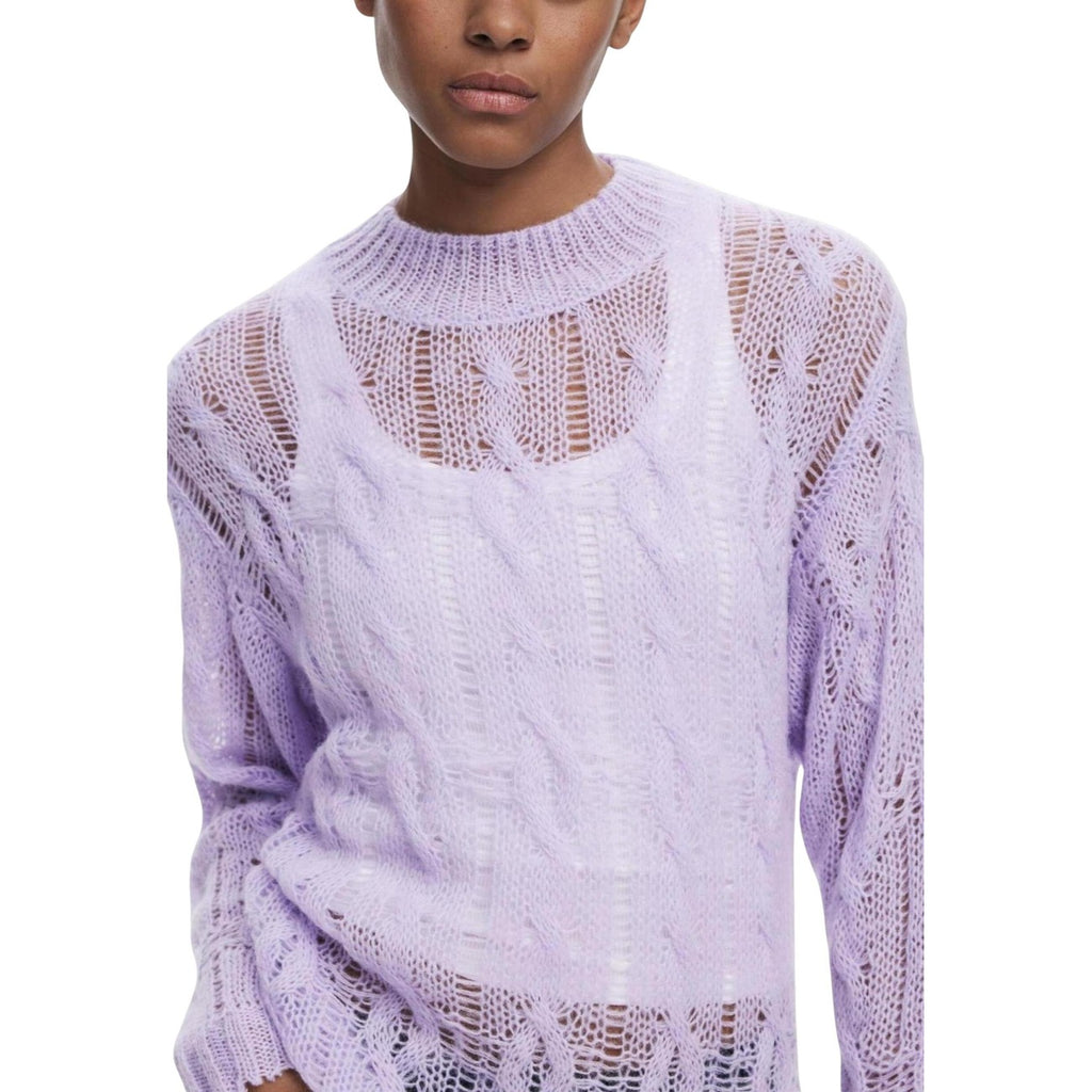 Desigual Maglia Donna Viola - Girocollo Maniche Lunghe Autunno Inverno