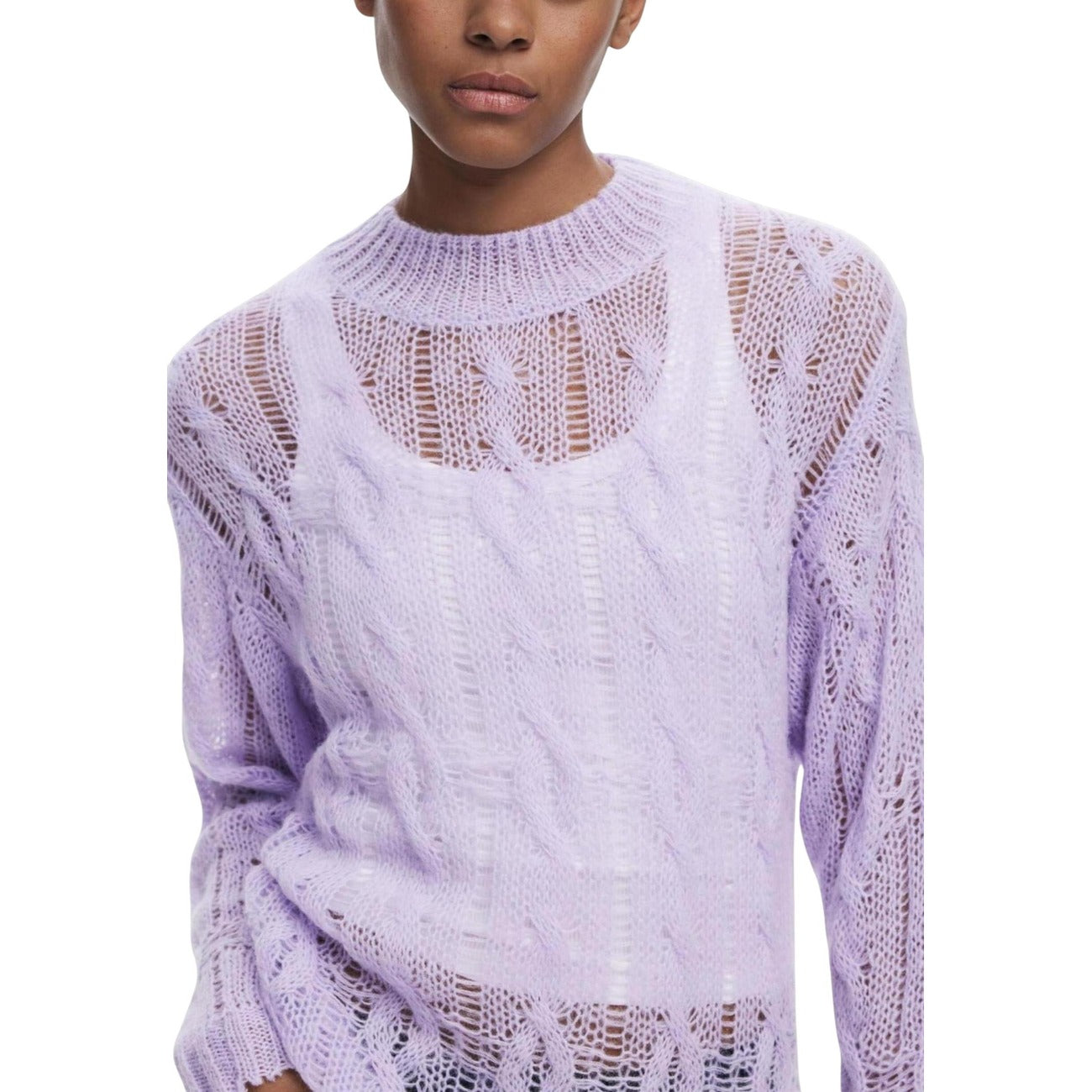 Desigual Maglia Donna Viola - Girocollo Maniche Lunghe Autunno Inverno